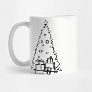 Christmas Tree and Presents Outline Mug